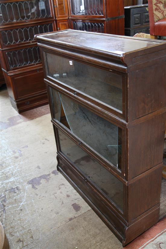 3 section glazed bookcase